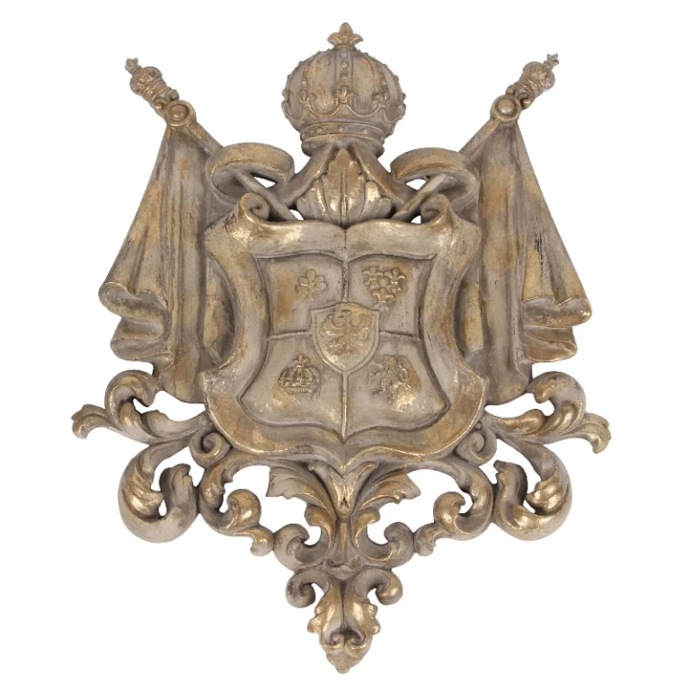 Wandplakette Wappen - Beige/Gold - 36,5 cm - Kunstharz