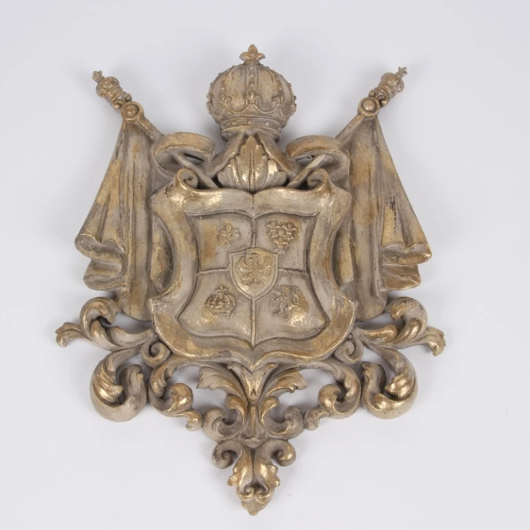 Wandplakette Wappen - Beige/Gold - 36,5 cm - Kunstharz
