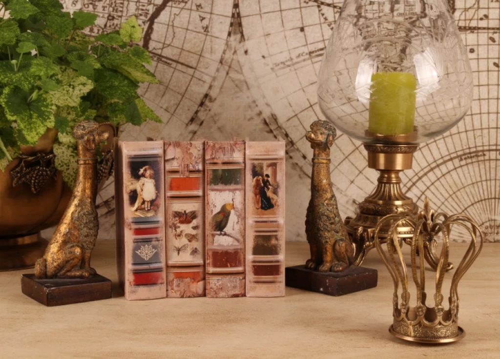 Aufbewahrungsbox Buchform - 15 cm - beige - Kunstleder