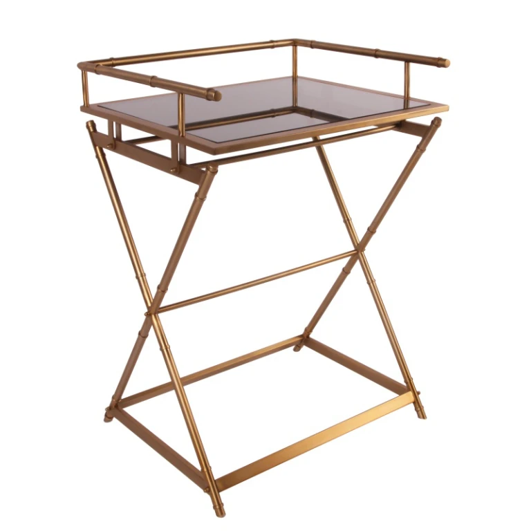 Serviertisch - Gold - Glas & Stahl - 85 cm