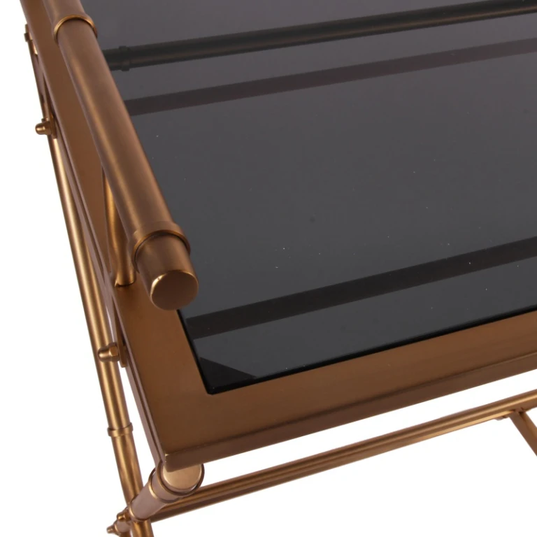 Serviertisch - Gold - Glas & Stahl - 85 cm