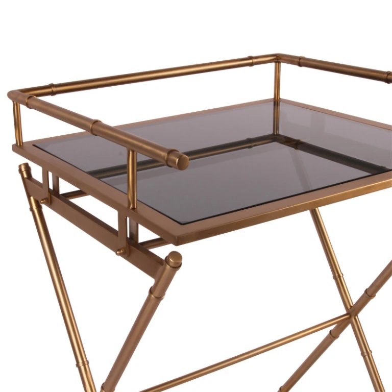 Serviertisch - Gold - Glas & Stahl - 85 cm