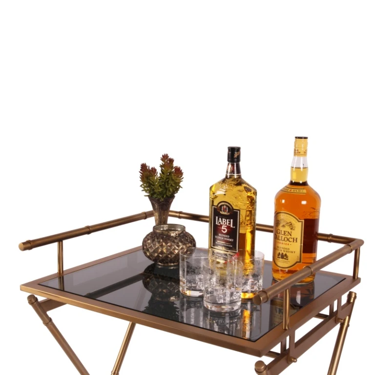 Serviertisch - Gold - Glas & Stahl - 85 cm