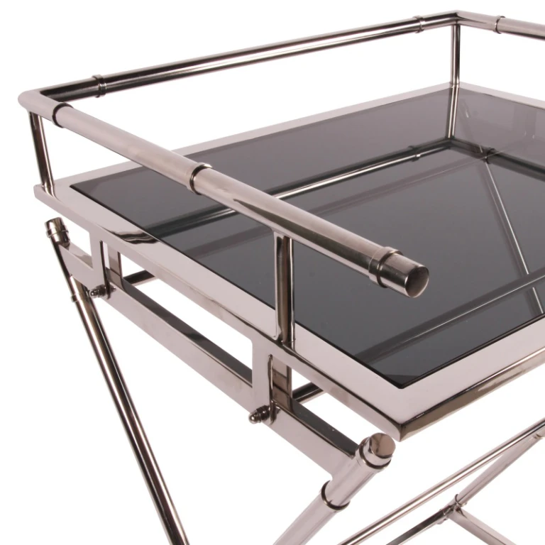 Serviertisch - silber - Glas & Stahl - 85 cm