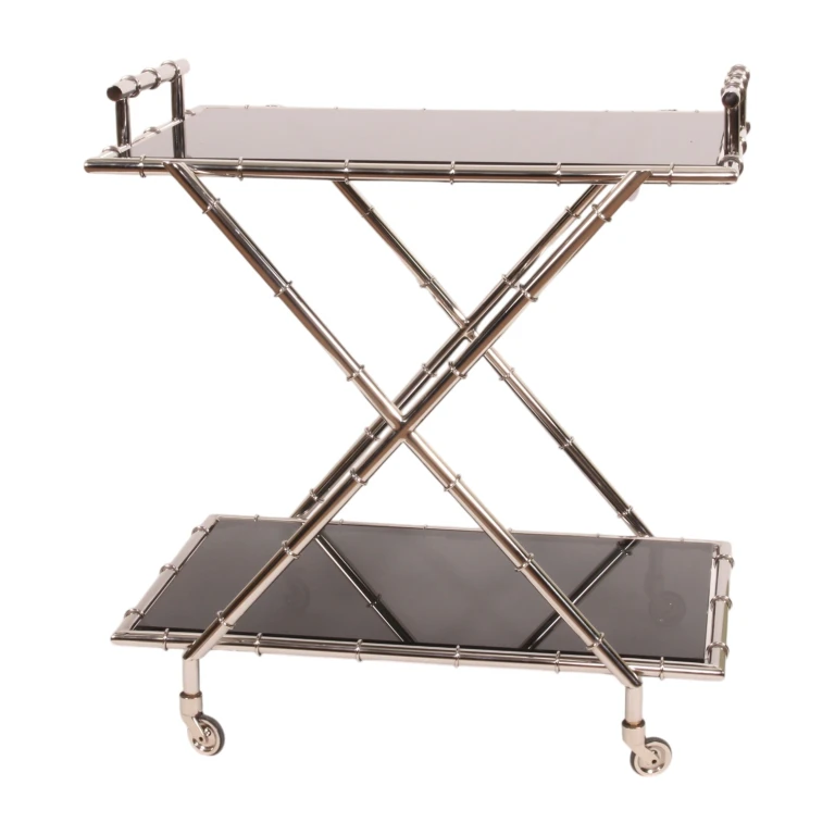 Servierwagen - Glas & Stahl - Silber - 88 cm