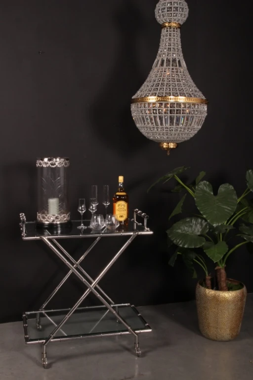 Servierwagen - Glas & Stahl - Silber - 88 cm