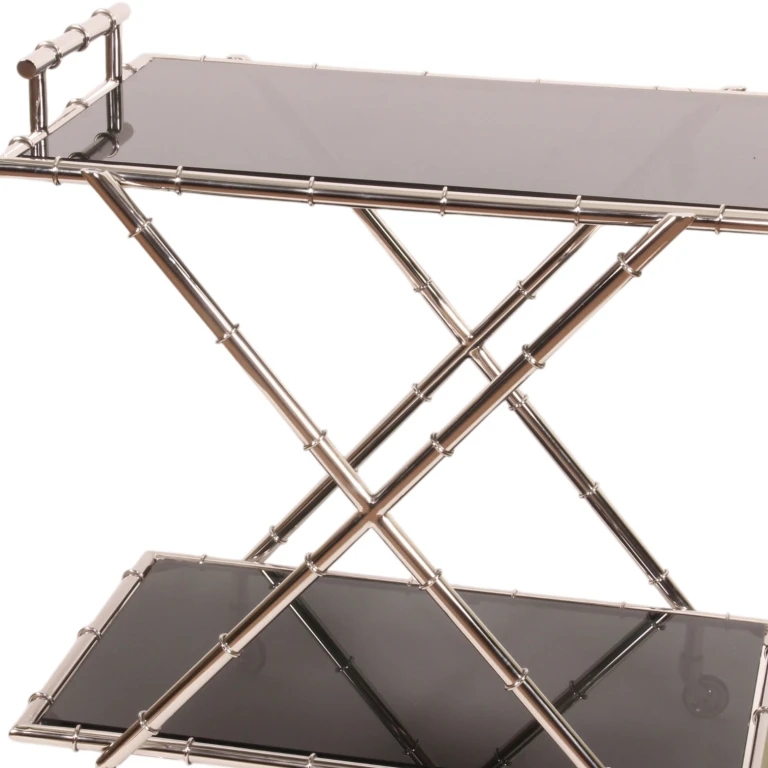Servierwagen - Glas & Stahl - Silber - 88 cm