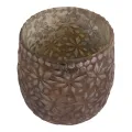 Waxinelichthouder Bloem - 12 cm - bruin - glas