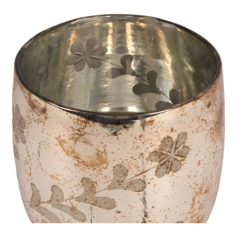 Kerzenhalter Blumen - Gold - Glas - 16 cm