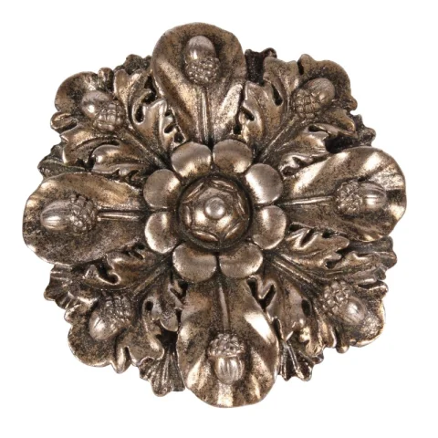 Wandornament bloemvorm - zilver - 15 cm - kunsthars