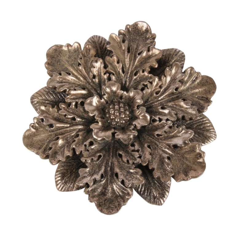 Wandornament Blume - silber - 20 cm - Kunstharz
