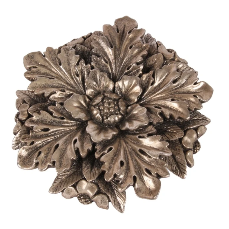 Wandornament Blume - Silber - 25,5 cm - Kunstharz