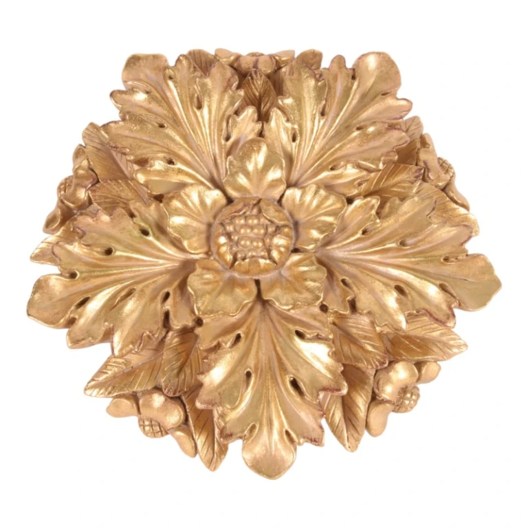 Wandornament Blume - Gold - 25,5 cm - Kunstharz