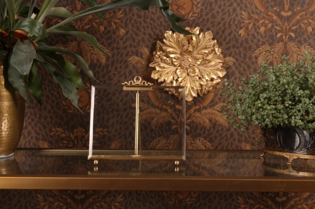 Wandornament Blume - Gold - 25,5 cm - Kunstharz