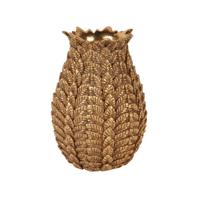 Vase Blätter - 21 cm - Gold - Kunstharz