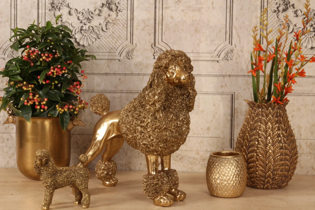 Vase Blätter - 21 cm - Gold - Kunstharz