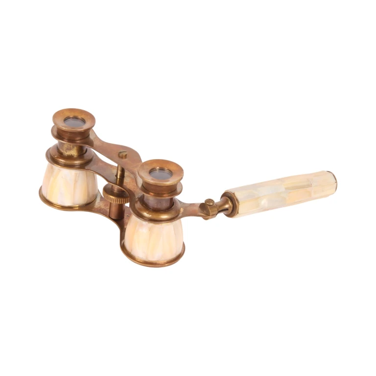 Dekoratives Fernglas – Gold/Weiß – Messing – 18 cm