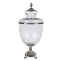 Vaas met deksel - 51 cm - zilver - glas en aluminium