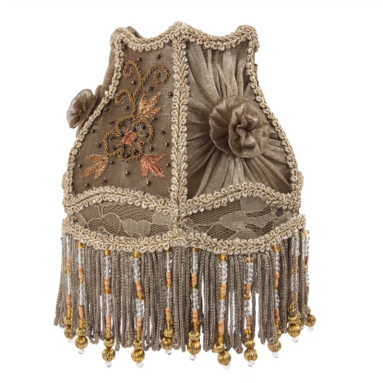 Lampenschirm Victorian Clip-On - 15 cm - taupe - Stoff