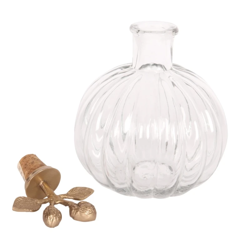 Dekorative Flasche mit Stopper - 19 cm - Gelb - Messing und Glas