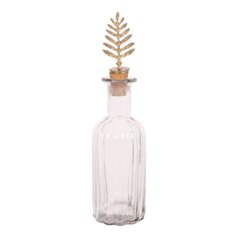 Dekorative Flasche mit Stopfen - 25 cm - Gold - Messing und Glas