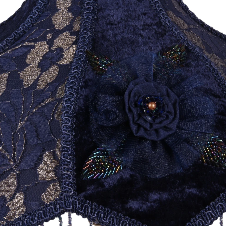 Lampenschirm Victorian Dome Scallop - 33 cm - blau - Stoff