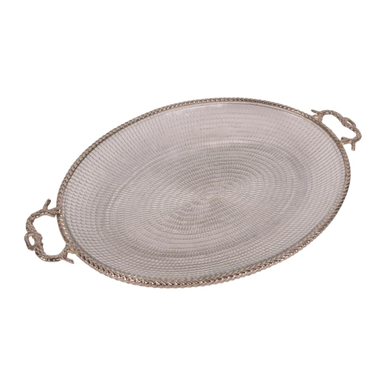 Tablett Messing und Glas – Gold – 39 cm
