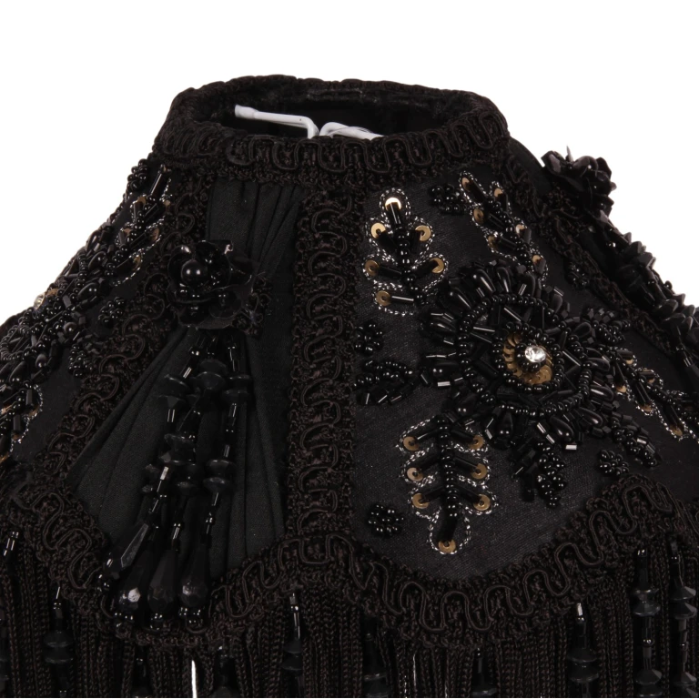 Lampenschirm Victorian Dome - 18 cm - schwarz - Stoff