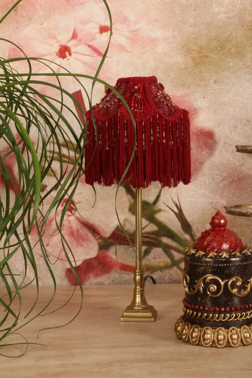 Lampenschirm Victorian Dome - 18 cm - rot - Stoff